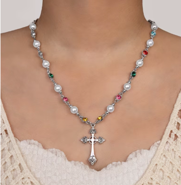 Bohemian Pearl and Zirconia Pendant Necklace