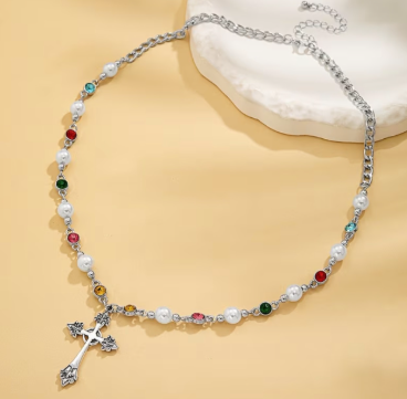Bohemian Pearl and Zirconia Pendant Necklace