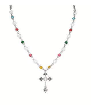 Bohemian Pearl and Zirconia Pendant Necklace