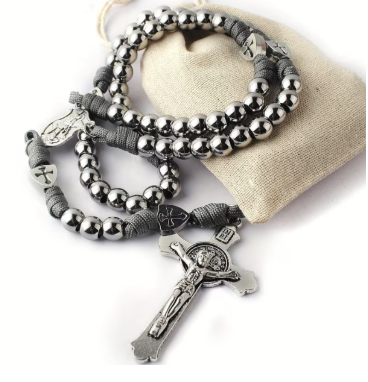 Silver/Grey St Michael 5-Decade Rosary