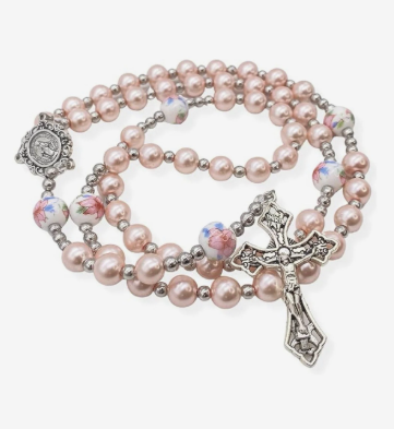 Traditional 5 Decade Pink Pearl Rosary