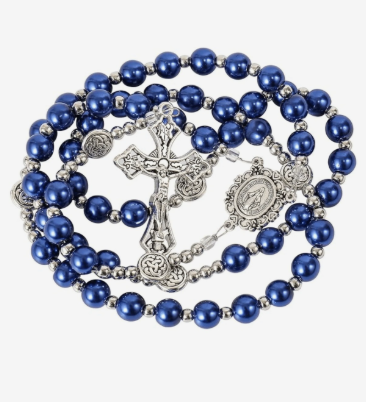 Traditional 5 Decade Blue Pearl Rosary