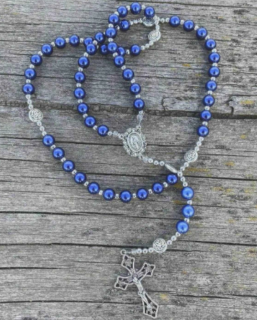 Traditional 5 Decade Blue Pearl Rosary