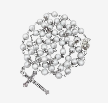 Traditional 5 Decade White Pearl Rosary