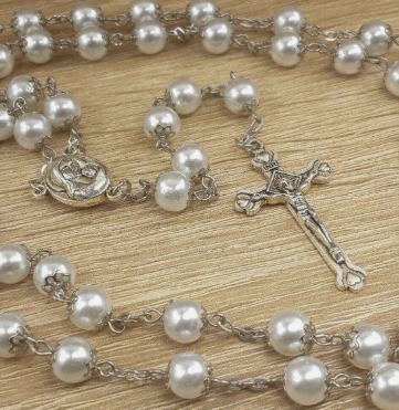 Traditional 5 Decade White Pearl Rosary