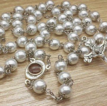 Traditional 5 Decade White Pearl Rosary