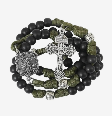Black/Green St Michael Paracord Rosary