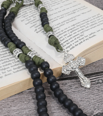 Black/Green St Michael Paracord Rosary