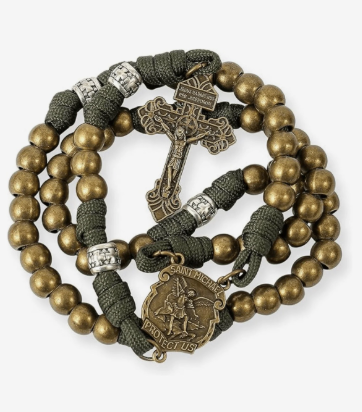 Bronze/Green St Michael Paracord Rosary