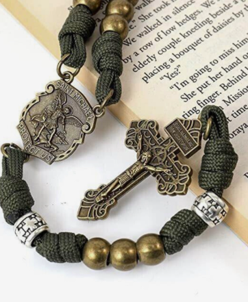 Bronze/Green St Michael Paracord Rosary