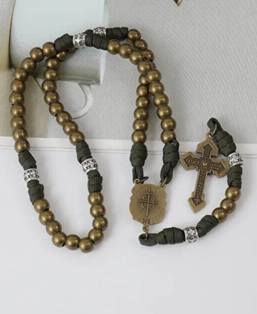 Bronze/Green St Michael Paracord Rosary