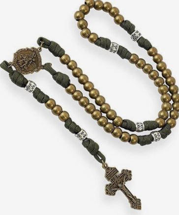 Bronze/Green St Michael Paracord Rosary