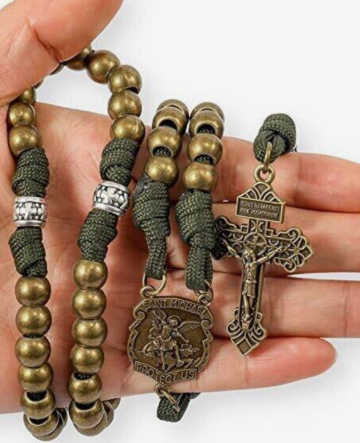 Bronze/Green St Michael Paracord Rosary