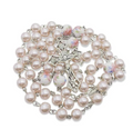 Traditional 5 Decade White Cream Flower Pink Pearl Rosary