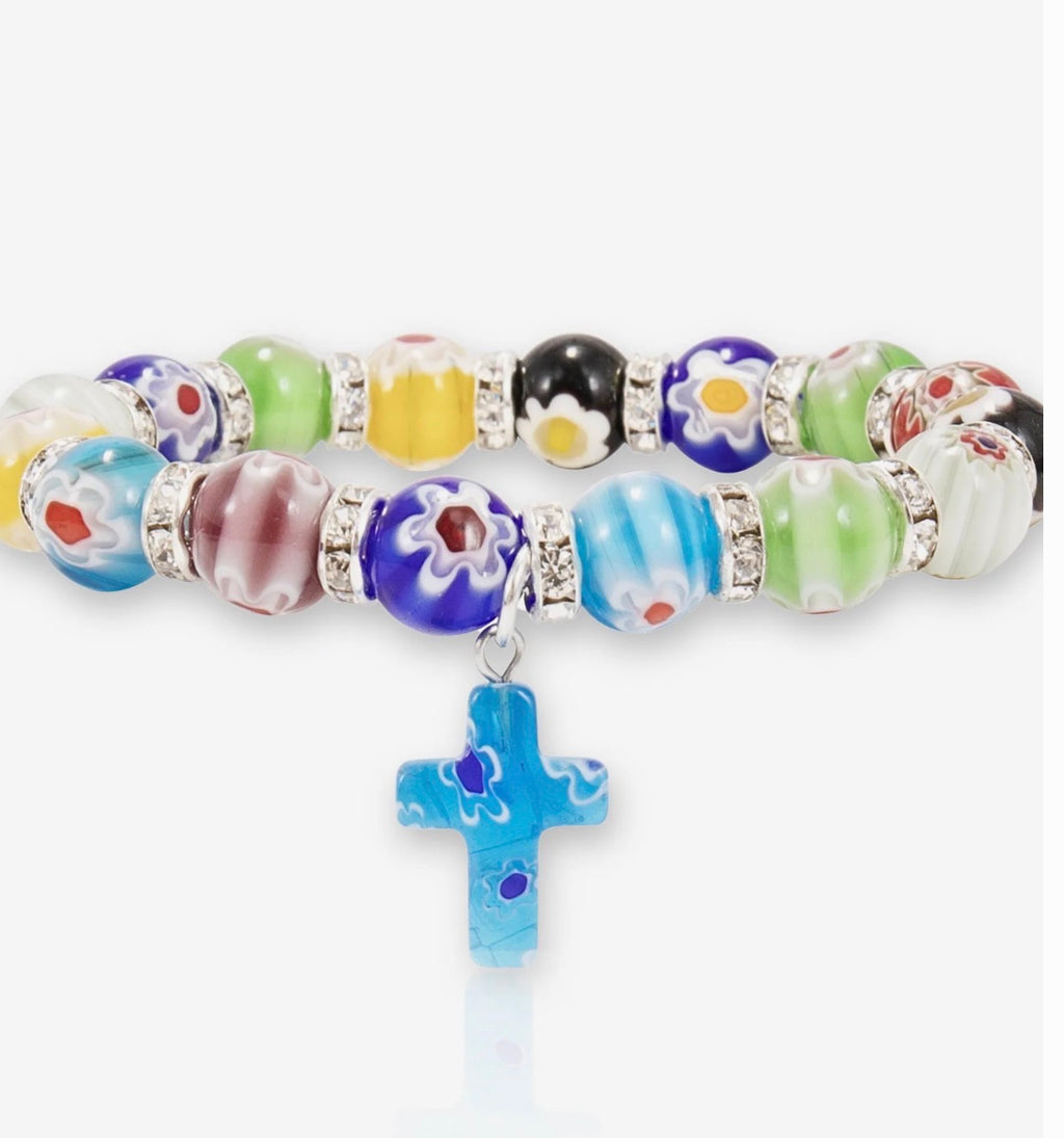 Colorful Agate Stone Beads Bracelet Rosary
