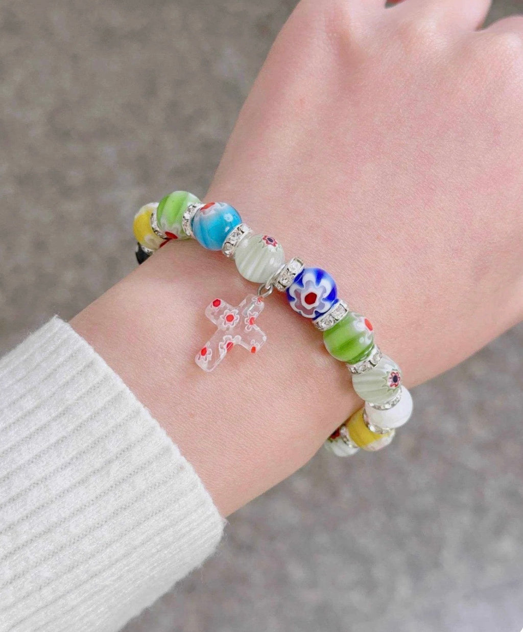 Colorful Agate Stone Beads Bracelet Rosary