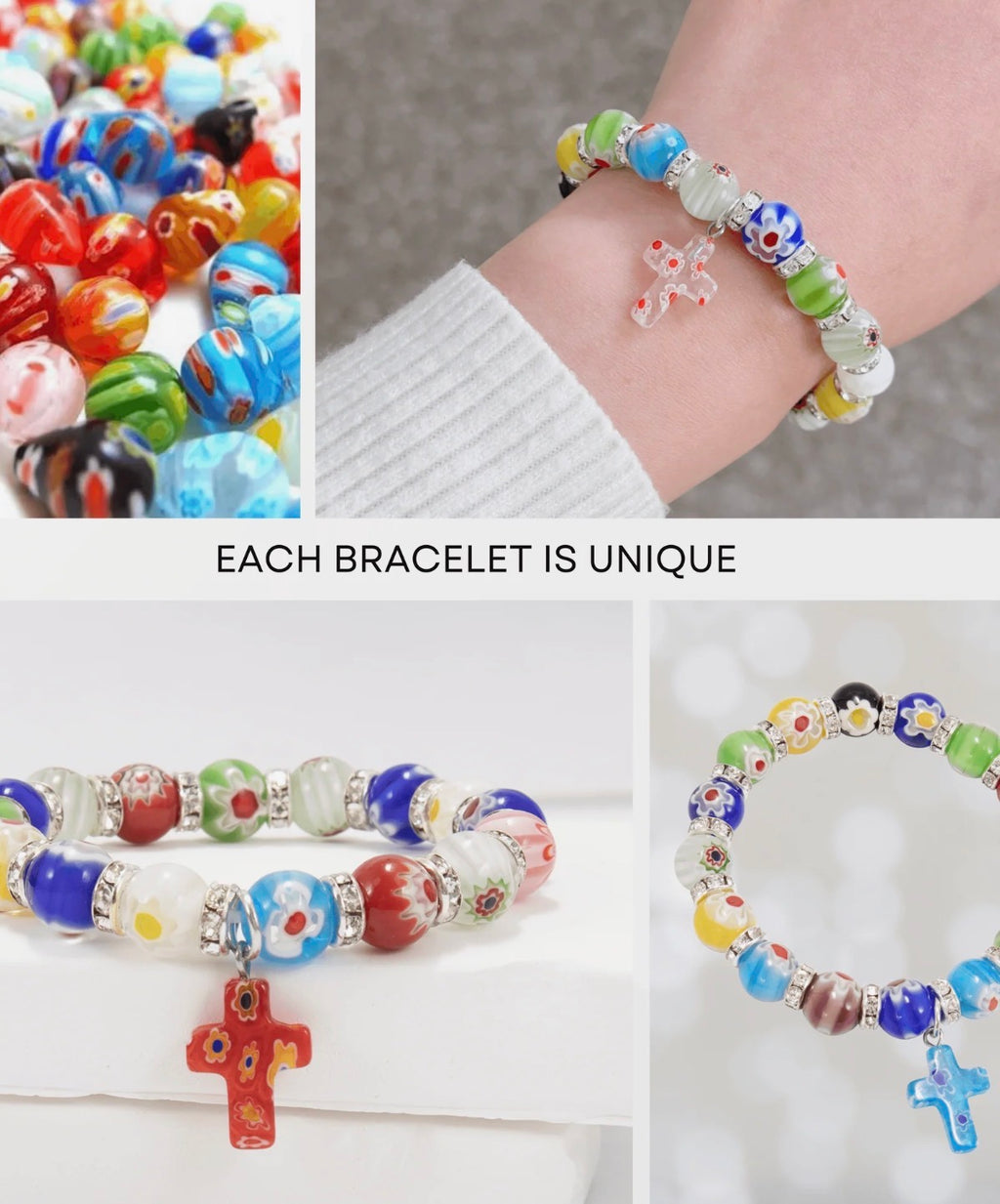 Colorful Agate Stone Beads Bracelet Rosary